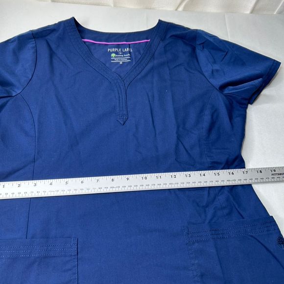 Purple Label by Healing Hands Women's Blue Medical Scrub Top Size Medium - Picture 5 of 6